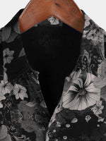 Hawaiian Short-Sleeve Button Shirt, Vintage Style, Floral Motif, for Summer Vacation