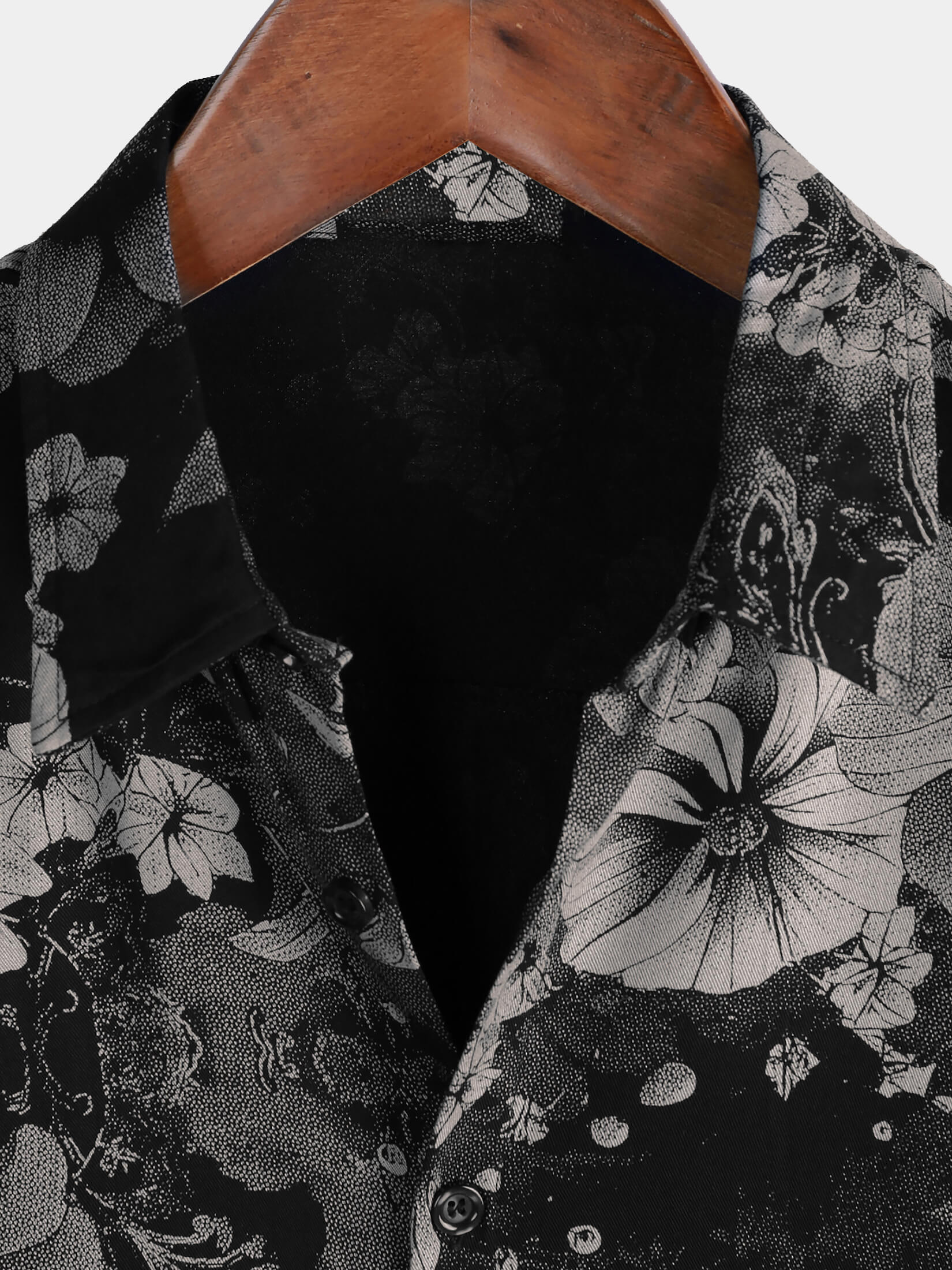 Hawaiian Short-Sleeve Button Shirt, Vintage Style, Floral Motif, for Summer Vacation