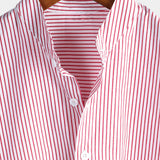 Men's Cotton Short-Sleeve Shirt with High Collar