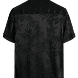 Men's Short Cotton Shirt with Flowers and Buttons, Summer Jacquard
