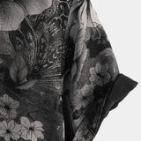 Hawaiian Short-Sleeve Button Shirt, Vintage Style, Floral Motif, for Summer Vacation