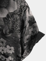 Hawaiian Short-Sleeve Button Shirt, Vintage Style, Floral Motif, for Summer Vacation