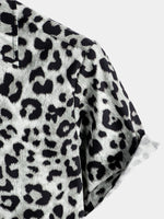 Casual Shirt, Short Sleeves, White Leopard Cheetah Rock Print