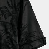 Men's Short Cotton Shirt with Flowers and Buttons, Summer Jacquard