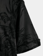 Men's Short Cotton Shirt with Flowers and Buttons, Summer Jacquard