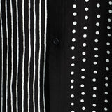 Black Button-Up Short Sleeve Retro Shirt with Stripes and Dots