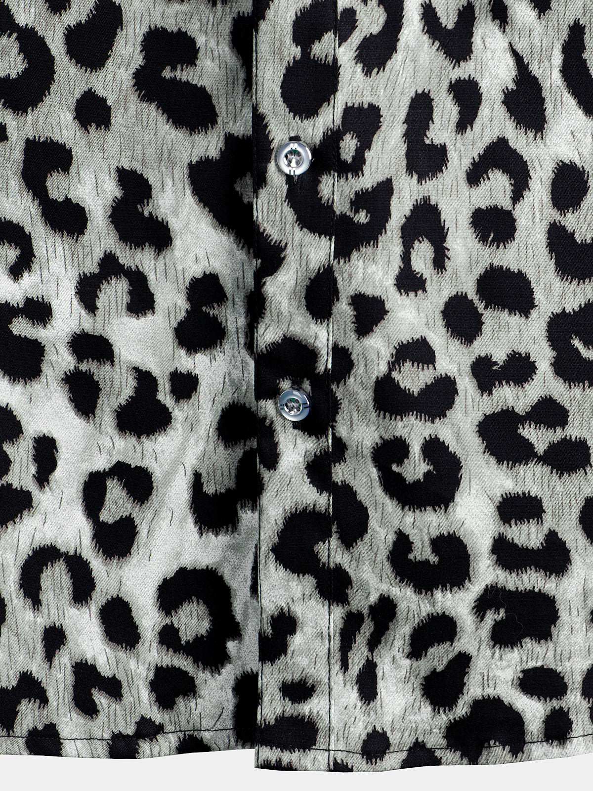 Casual Shirt, Short Sleeves, White Leopard Cheetah Rock Print