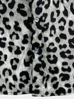 Casual Shirt, Short Sleeves, White Leopard Cheetah Rock Print