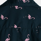 Casual Short-Sleeve Hawaiian Shirt with Pink Flamingo Pattern