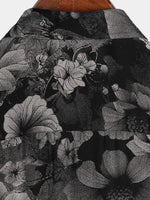 Hawaiian Short-Sleeve Button Shirt, Vintage Style, Floral Motif, for Summer Vacation