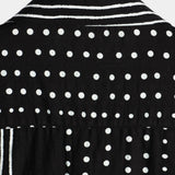 Black Button-Up Short Sleeve Retro Shirt with Stripes and Dots