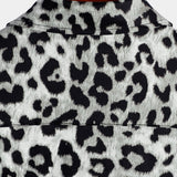 Casual Shirt, Short Sleeves, White Leopard Cheetah Rock Print