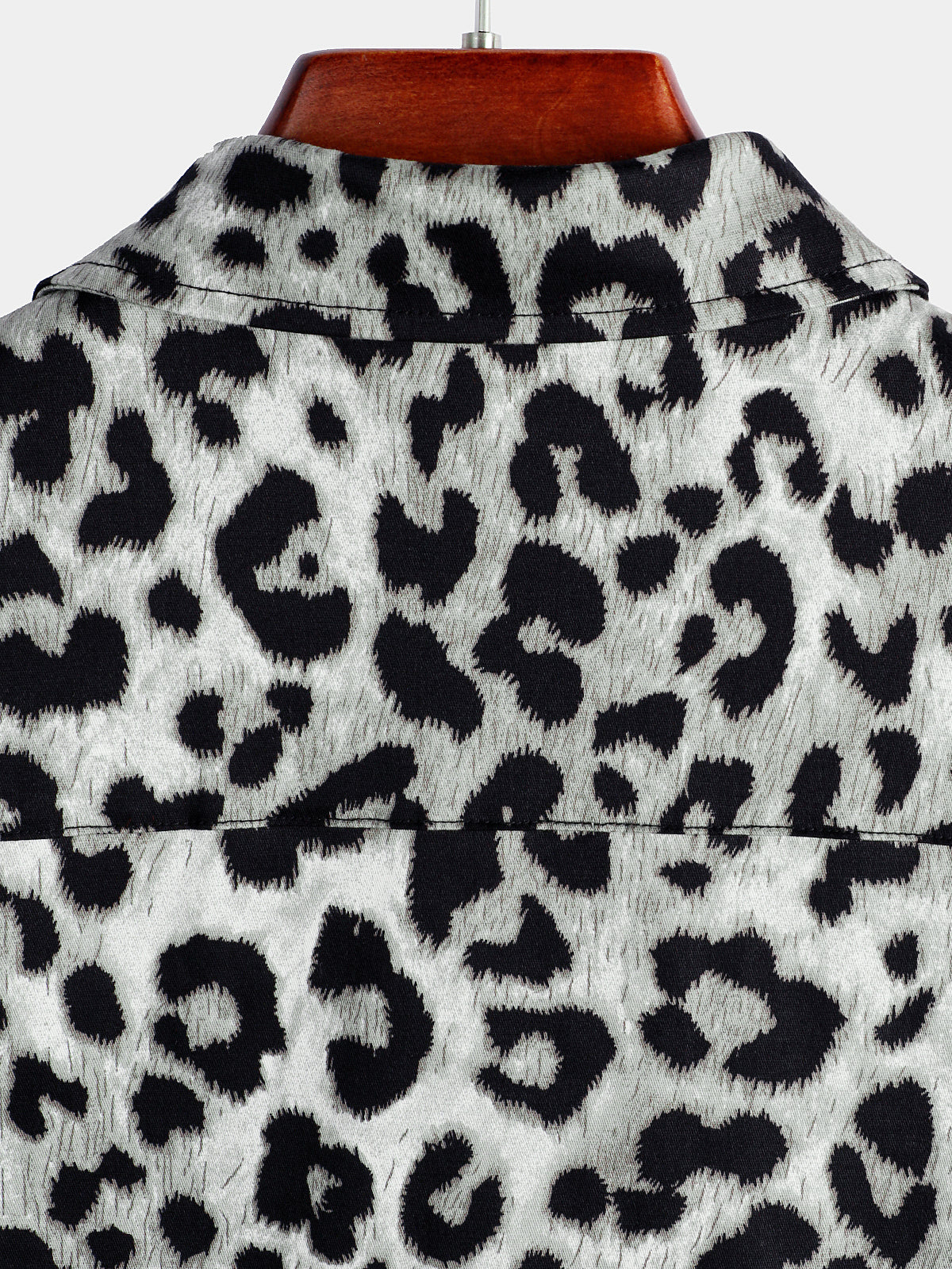 Casual Shirt, Short Sleeves, White Leopard Cheetah Rock Print