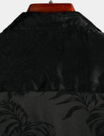 Men's Short Cotton Shirt with Flowers and Buttons, Summer Jacquard