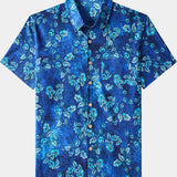 Vintage Textured Floral Button-Up Casual Shirt