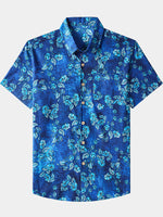 Vintage Textured Floral Button-Up Casual Shirt