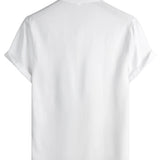 Men's Solid Color Cotton Shirt with High Collar and Half Buttons, with Front Pocket