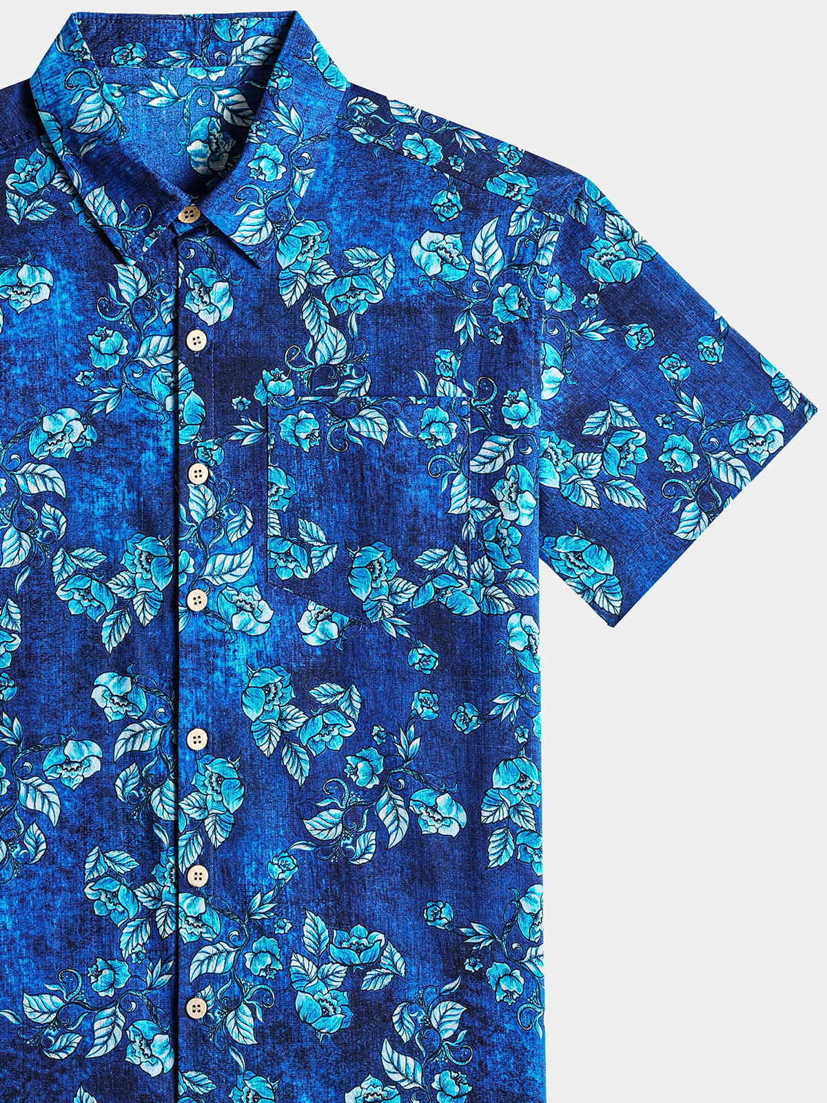 Vintage Textured Floral Button-Up Casual Shirt