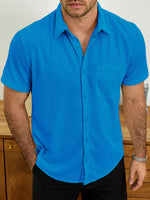 Casual Short-Sleeve Summer Shirt, Quilted Pattern, Perfect for the Beach