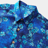 Vintage Textured Floral Button-Up Casual Shirt