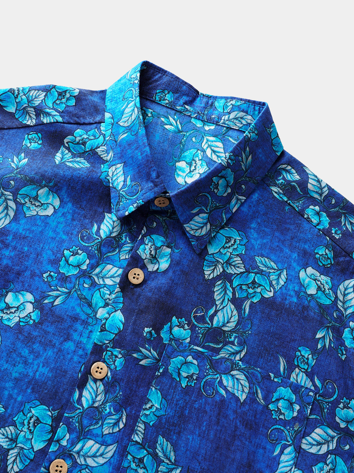 Vintage Textured Floral Button-Up Casual Shirt