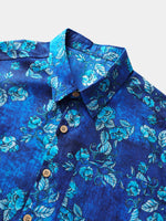 Vintage Textured Floral Button-Up Casual Shirt