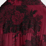 Hawaiian Short-Sleeve Button Breathable Shirt, Red Vintage Floral Motif, for Summer Vacation