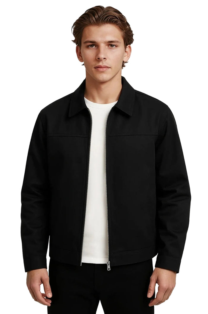 Lightweight Twill Jacket for Men – Black – Regular Fit