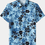 Vintage Light Blue Floral Pattern Shirt