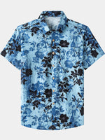 Vintage Light Blue Floral Pattern Shirt