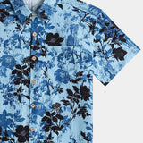 Vintage Light Blue Floral Pattern Shirt