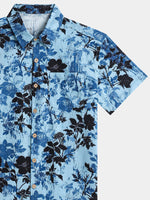 Vintage Light Blue Floral Pattern Shirt