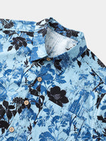 Vintage Light Blue Floral Pattern Shirt