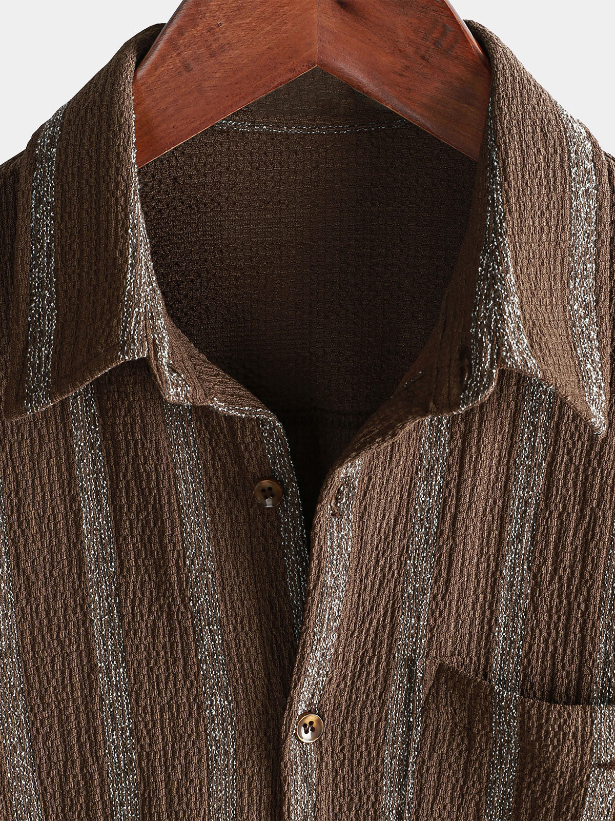 Hawaiian Summer Short Sleeve Button Shirt with Pocket and Stripes