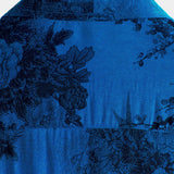 Hawaiian Short-Sleeve Button Breathable Shirt, Blue Vintage Floral Motif, for Summer Vacation