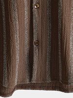 Hawaiian Summer Short Sleeve Button Shirt with Pocket and Stripes
