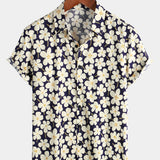 Light Blue Short Sleeve Shirt with Floral Print