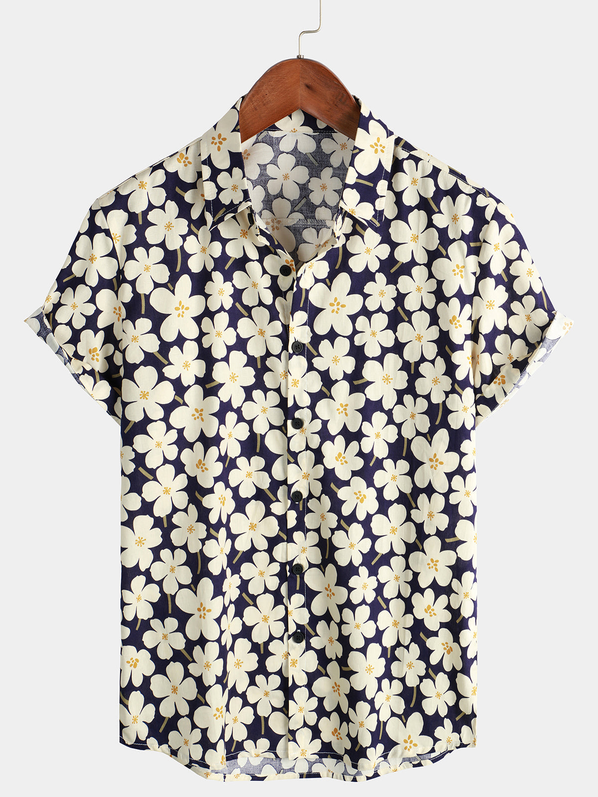 Light Blue Short Sleeve Shirt with Floral Print