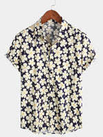 Light Blue Short Sleeve Shirt with Floral Print