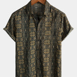Retro Button-Up Short Sleeve Vintage Summer Shirt, 1970s Style