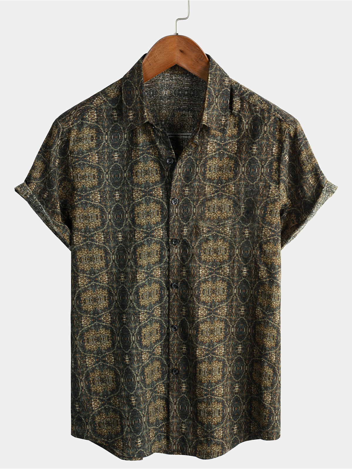 Retro Button-Up Short Sleeve Vintage Summer Shirt, 1970s Style