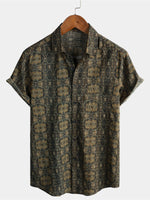 Retro Button-Up Short Sleeve Vintage Summer Shirt, 1970s Style