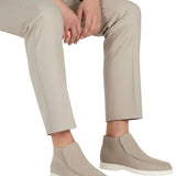 Men's Suede Loafers – Slip-On Chukka Style, Flat Heel – Greige