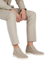 Men's Suede Loafers – Slip-On Chukka Style, Flat Heel – Greige