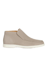 Men's Suede Loafers – Slip-On Chukka Style, Flat Heel – Greige