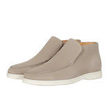 Men's Suede Loafers – Slip-On Chukka Style, Flat Heel – Greige