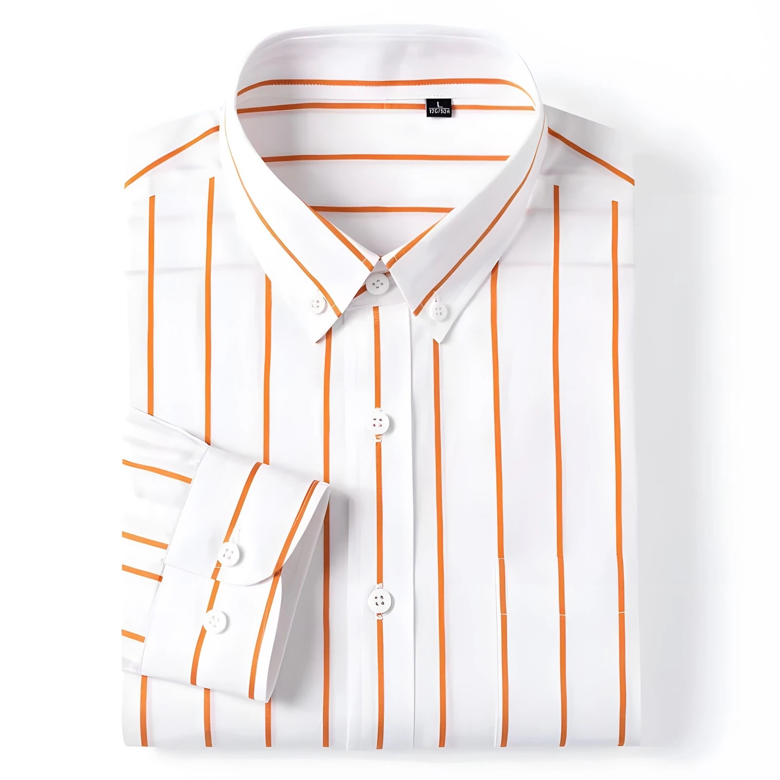 Elegant Patterned Cotton Shirt Orange/White