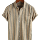 Men's Cotton Shirt with Pocket, Hawaiian Type, for Vacation, with Buttons and Short Sleeve