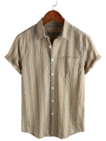 Men's Cotton Shirt with Pocket, Hawaiian Type, for Vacation, with Buttons and Short Sleeve