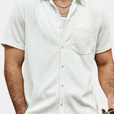 Casual Short-Sleeve Summer Shirt, Quilted Pattern, Perfect for the Beach